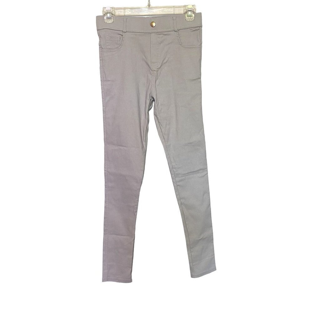 Lara Fashion Light Grey Pull On Stretch Jeggings‎ Pockets Faux Zip Women's Small